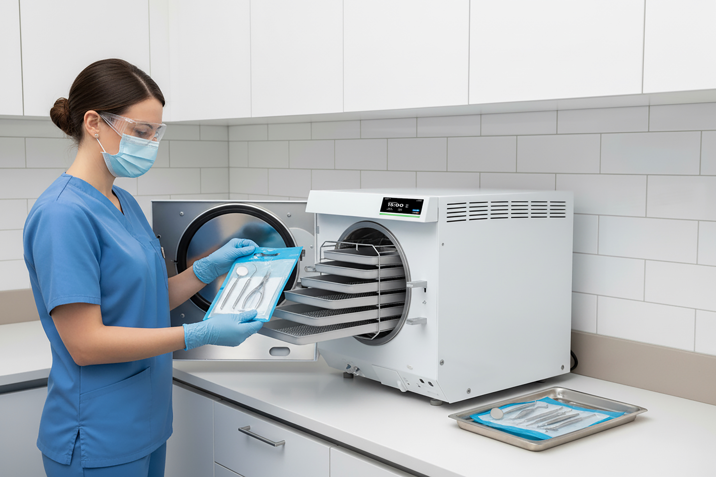 Sterilizer, door open